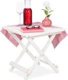 Merkloos klaptafel hout - 50 x 50 cm - inklapbare bijzettafel - balkontafel - wit