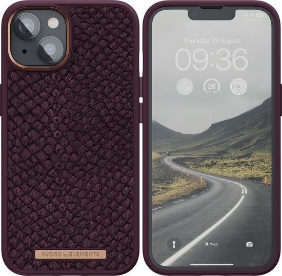 Njord Collections Hoesje geschikt voor iPhone 14 Plus - Zalm Leder - Paars