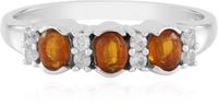 Cavill - 925 Sterling Zilver Damesring - 0,655 ct Oranje Nepalese Kyaniet & 0,155 ct Tanzania Zirkonia - Gerhodineerd, Elegant Oval