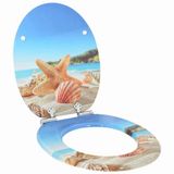 vidaXL Toiletbril Zee Schelp 44 x 38 cm Bewerkt Hout Blauw