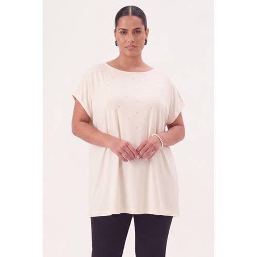 YOEK top met glitters Plus Size - ecru