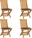 Teakwood Fauteuils pliants 4 pcs avec coussins taupe bois massif teck