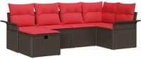 vidaXL Tuinbank Set 6 st Poly rattan