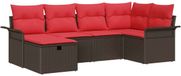 vidaXL Tuinbank Set 6 st Poly rattan
