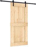 vidaXL Schuifdeur Naturel en Zwart 95 x 210 cm Massief Pine Hout