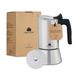 GRØNENBERG Cafetière à expresso induction, acier inoxydable, 4 ou 6 tasses, 0,3 l cafetière, avec tamis réducteur et joint de rechange, cafetière à expresso sans aluminium et non revêtue