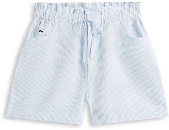Tommy Jeans Tjw Essential Linen Shorts Dw0dw22227 Light Powdrey Blue/ Stripe Dames Maat - M