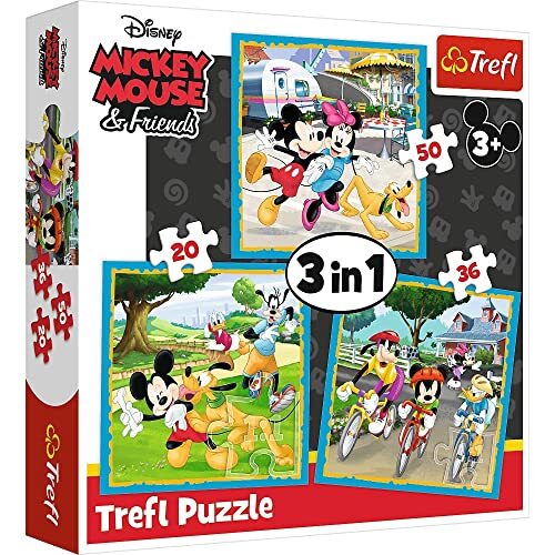Trefl Puzzel, Disney Mickey Mouse en Vrienden, 20-50 elementen, 3 Sets, Mickey Mouse en Vrienden, voor kinderen vanaf 3 jaar