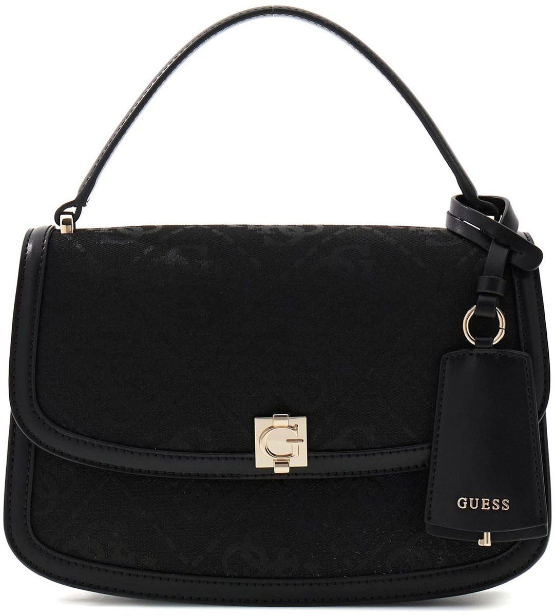 GUESS Audrey Logo Convertible Xbody Flap Black Logo zwart Schoudertas
