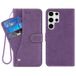 Samsung Étui élégant et rétro avec porte-cartes rotatif et fonction de support - Violet