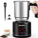 morpilot Milk Frother Elektrische melkopschuimer, van roestvrij staal, 6-in-1 functie, inhoud 250 ml cappuccino of 500 ml warme melk, gedeeld design, zwart