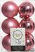 Decoris Kerstballen - 12 stuks - kunststof - roze - 6 cm