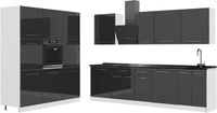 Vicco Complete keukeneenheid Fame-Line, Antraciet Hoogglans/Wit, 460 cm, WB Antraciet