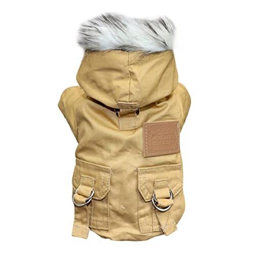 UKKO Hondenjas Huisdier Katten En Honden Winter Warm Donsjack Medium En Kleine Hond Chihuahua Hooded Kleding Lichtgewicht Hoodie-Kaki, L