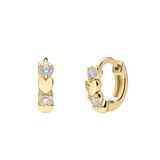 Lucardi Kinder Zilveren goldplated oorringen hartjes zirkonia - Oorbellen - 925 Zilver - Goudkleurig