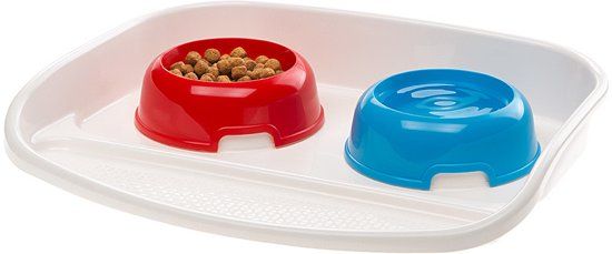 Ferplast Dienblad Lindo Met Voerbakken - Hondenvoerbak - 11.5 cm Assorti