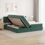vidaXL - LED - opbergbed - met - matras - Donkergroen - 200 - x - 200 - cm - Fluweel