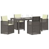 vidaXL Tuin Eettafel Set met Kussen 5 Stuks Lichtgrijs en Crème PP