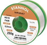 Stannol HS10-Fair fil à souder 250 g 0.5 mm Sn99,3Cu0,7