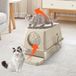 GarveeHome Grote roestvrijstalen kattenbak met deksel, 2-deurs configuratie, voor grote katten, gemakkelijk te reinigen, van metaal, met zandfilterpedaal en kattenbakschep, kaki