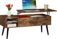 Merkloos / Sans marque Relaxdays Salontafel uitklapbaar - 46x100x40cm - met opbergruimte - bruin