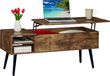 Merkloos / Sans marque Relaxdays Salontafel uitklapbaar - 46x100x40cm - met opbergruimte - bruin