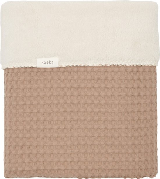 Koeka baby ledikant deken Oslo - wafelstof met teddy - bruin - 100x150 cm