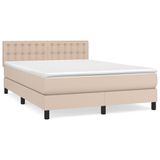vidaXL Boxspringbed met matras, kunstleer, cappuccinokleurig, 140x200 cm