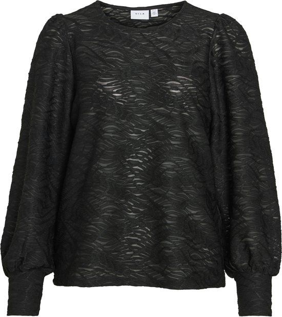 VILA VIFINA L/S O-NECK TOP NOOS Dames Blouses Zwart