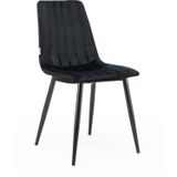 MaxxHome Eetkamerstoel Velvet/Stof - Zwart - Set van 2