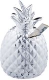 Relaxdays spaarpot ananas - afsluitbaar - 2 sleutels - keramiek - 16 x 9 cm - zilver