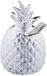 Relaxdays spaarpot ananas - afsluitbaar - 2 sleutels - keramiek - 16 x 9 cm - zilver