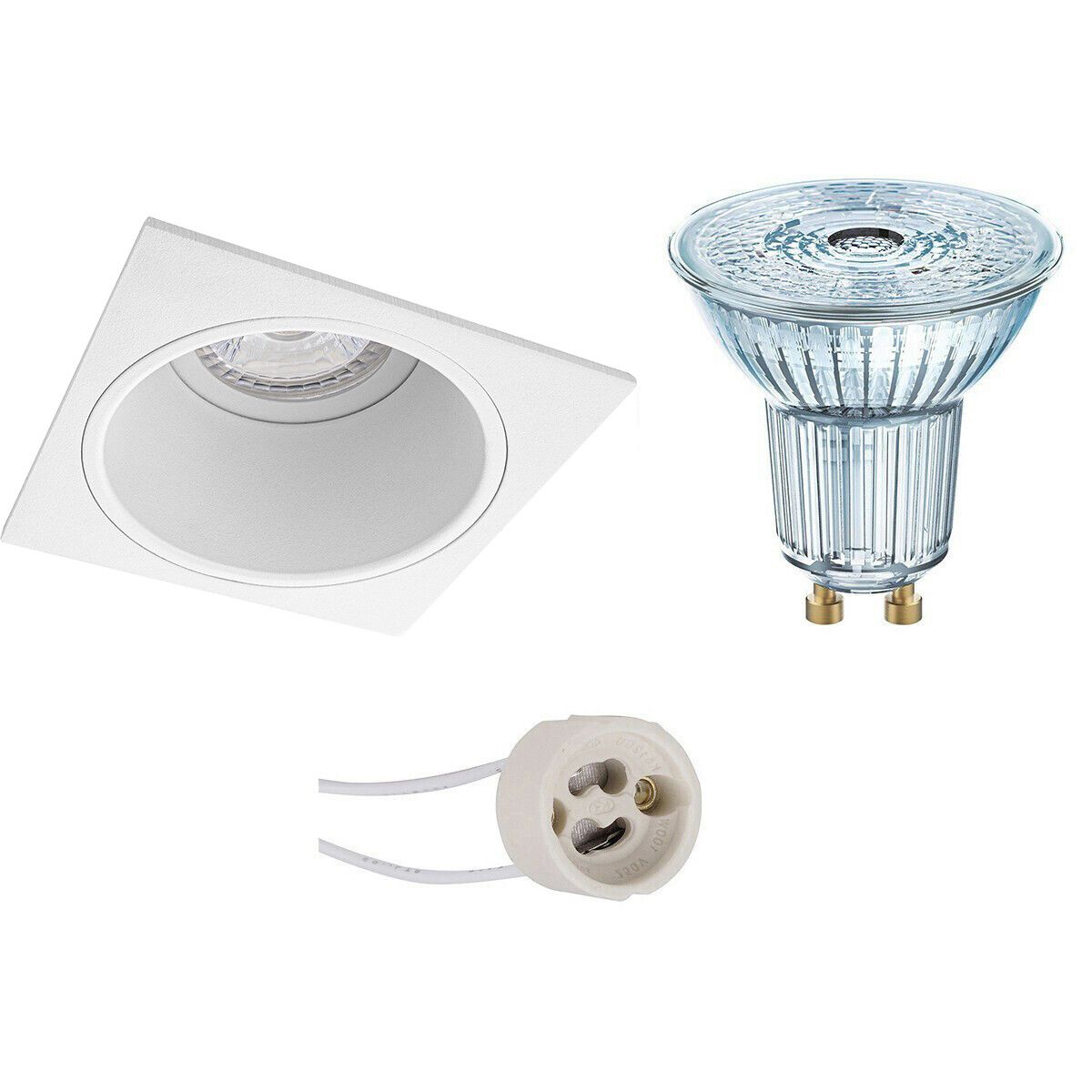 Osram LED Spot Set - PAR16 940 36D - Pragmi Minko Pro - GU10 - Dimbaar - Vierkant - Mat Wit - 3.7W - 4000K