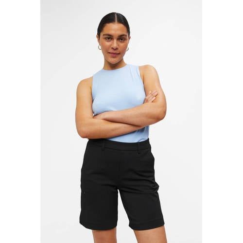OBJECT high waist wide leg short OBJLISA - zwart