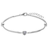 Lucardi - Dames Zilveren armband met hanger met zirkonia - Armband - 925 Zilver - Zilverkleurig - 19 cm