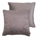 Chic Home Moderne beige velours Sierkussenhoes 45x45 cm met Sierknopen