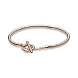 Pandora Original - Armband - Pandora Moments T-Bar slangenschakel-armband - 589087C00 - 19cm - Zilver - Rose Goud