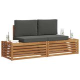 vidaXL 2-delige Buitenbank Set Massief Acacia Hout en Polyester