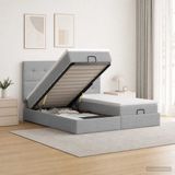 vidaXL Ottoman bed met matras met hoofdeinde 2 persoons Lichtgrijs Stof