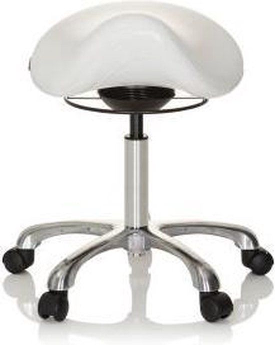 hjh OFFICE Ortho SIT - Werkstoel / werkkruk/ verhoogde bureaustoel - Wit - Kunstleder