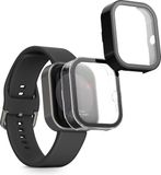 kwmobile 2x cover geschikt voor CMF by Nothing Watch Pro (D395) - Fitnesstracker cover van gehard glas en kunststof frame set transparant / zwart