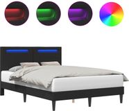 vidaXL Bedframe met LED-stripverlichting Zwart 120 x 200 cm Kunstleer