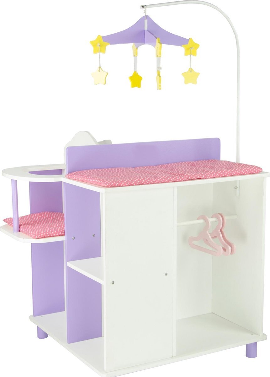 Olivia's Little World Houten poppenverschoontafel met opbergruimte Poppenmeubel TD-0203A