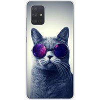 Samsung Galaxy A71 Cat met bril Siliconen hoesje