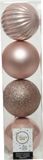 Decoris 4x stuks kunststof kerstballen lichtroze (blush pink) 10 cm - Onbreekbare plastic kerstballen - kerstversiering