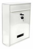 Relaxdays Wall-mounted Letterbox - Steel, Silver/White, 265x85x350 mm