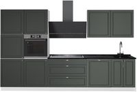 Vicco Complete keukeneenheid Fame-Line, Groen-Goud Landhuis/Wit, 340 cm, WB Antraciet