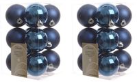 Decoris Boules de Noël - 24 pièces - Bleu foncé - 6 cm - Plastique - Mat/Brillant