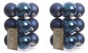 Decoris Boules de Noël - 24 pièces - Bleu foncé - 6 cm - Plastique - Mat/Brillant