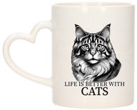 Bellatio Decorations Cadeau mok voor katten liefhebbers - Siberische Boskat - hartjes oor - keramiek - 300 ml